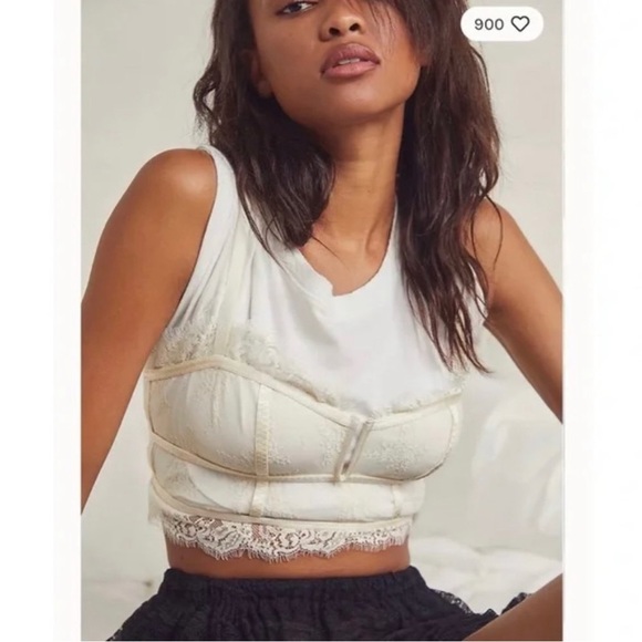 NWT Free People Bra XS S Layer in Lace Bustier Ivory Longline Corset Side Hook - Picture 5 of 12